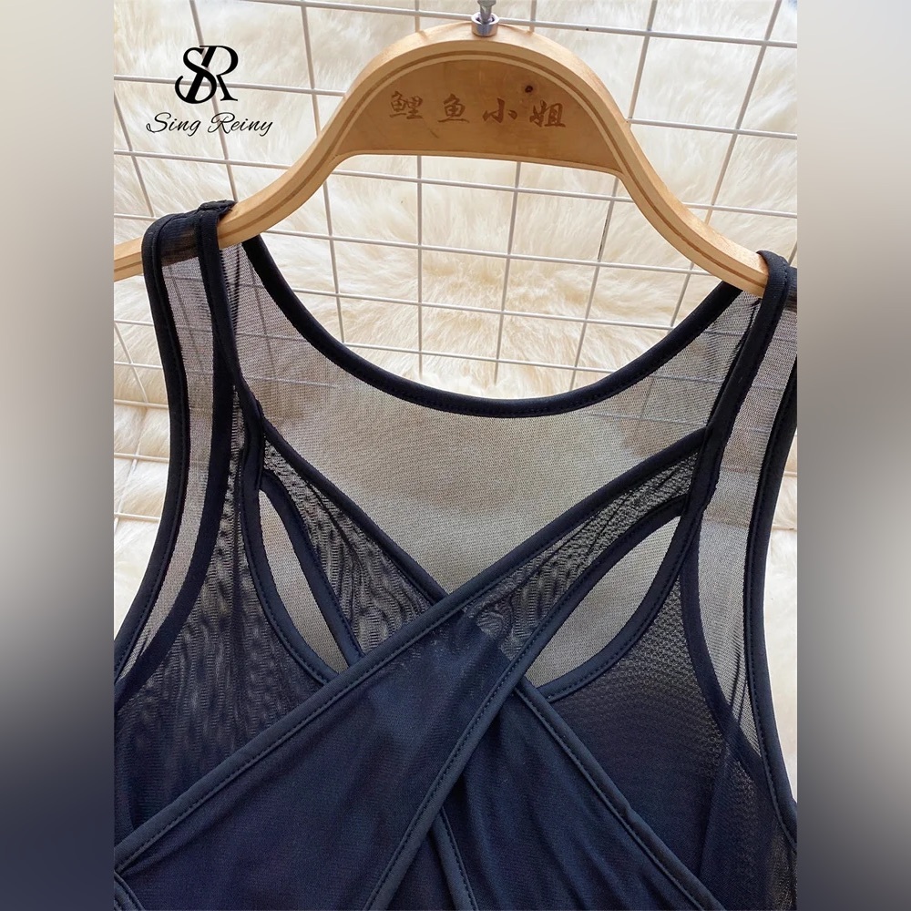 Sheer Mesh Bodysuit | Criss Cross Cutout One Piece - Picture 5 of 8